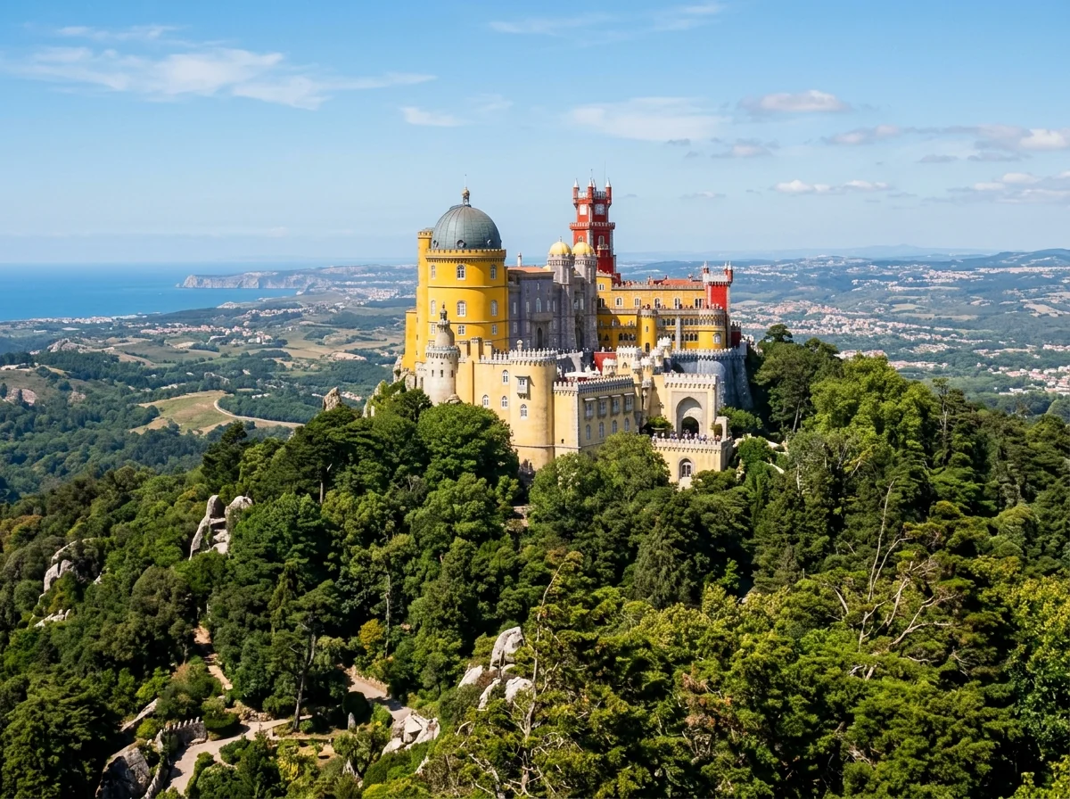 Pena Palace on the Sintra hilltop, the destination above the town