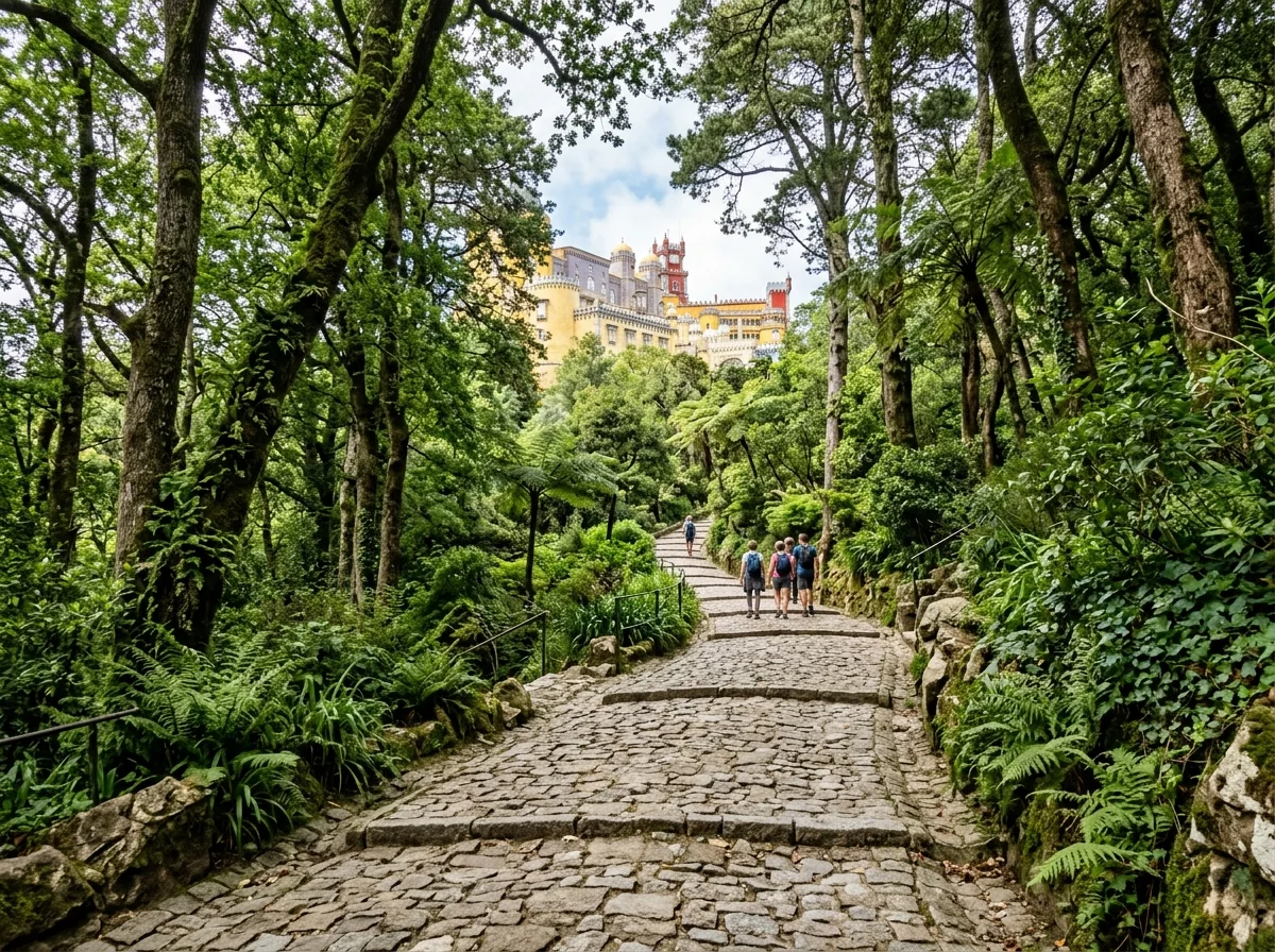 The uphill path through the Park of Pena toward the palace