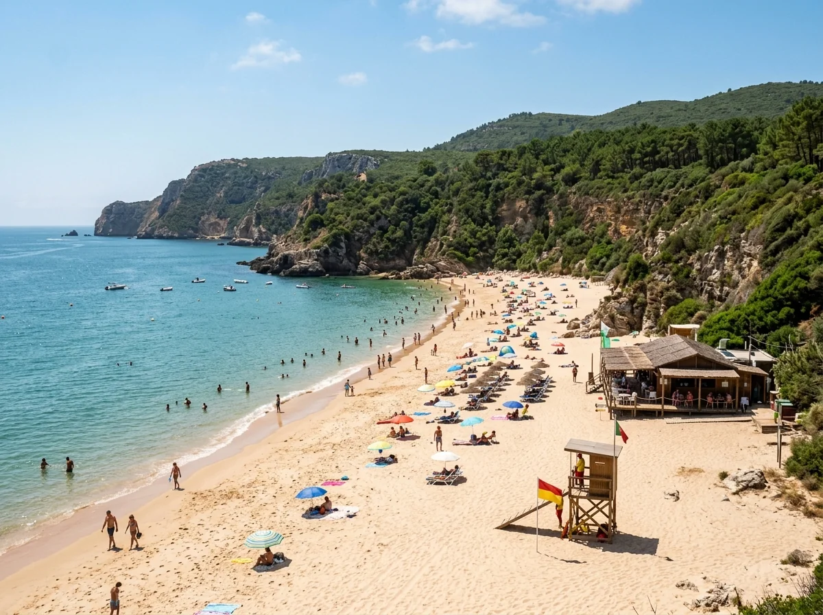 Praia do Creiro, the main access beach in Arrabida Natural Park