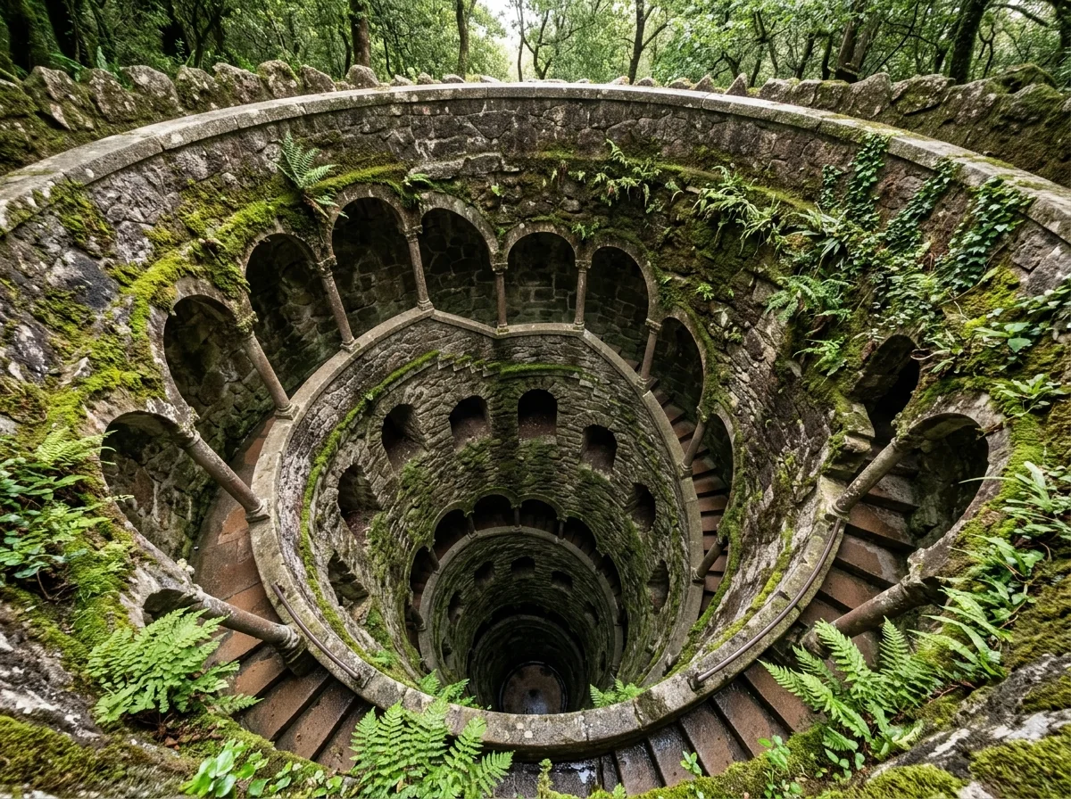 The spiral Initiation Well at Quinta da Regaleira in Sintra