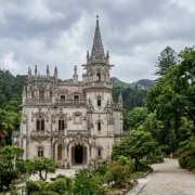 The Neo-Manueline palace facade at Quinta da Regaleira in Sintra