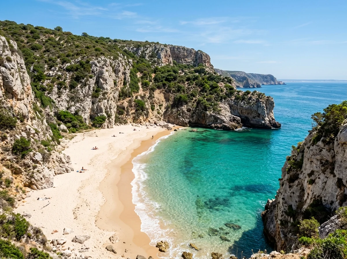 Praia do Ribeiro do Cavalo, a hidden turquoise cove near Sesimbra