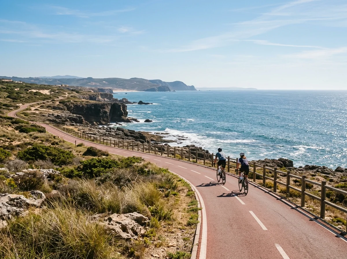 The coastal cycle path along the ocean between Cascais and Praia do Guincho