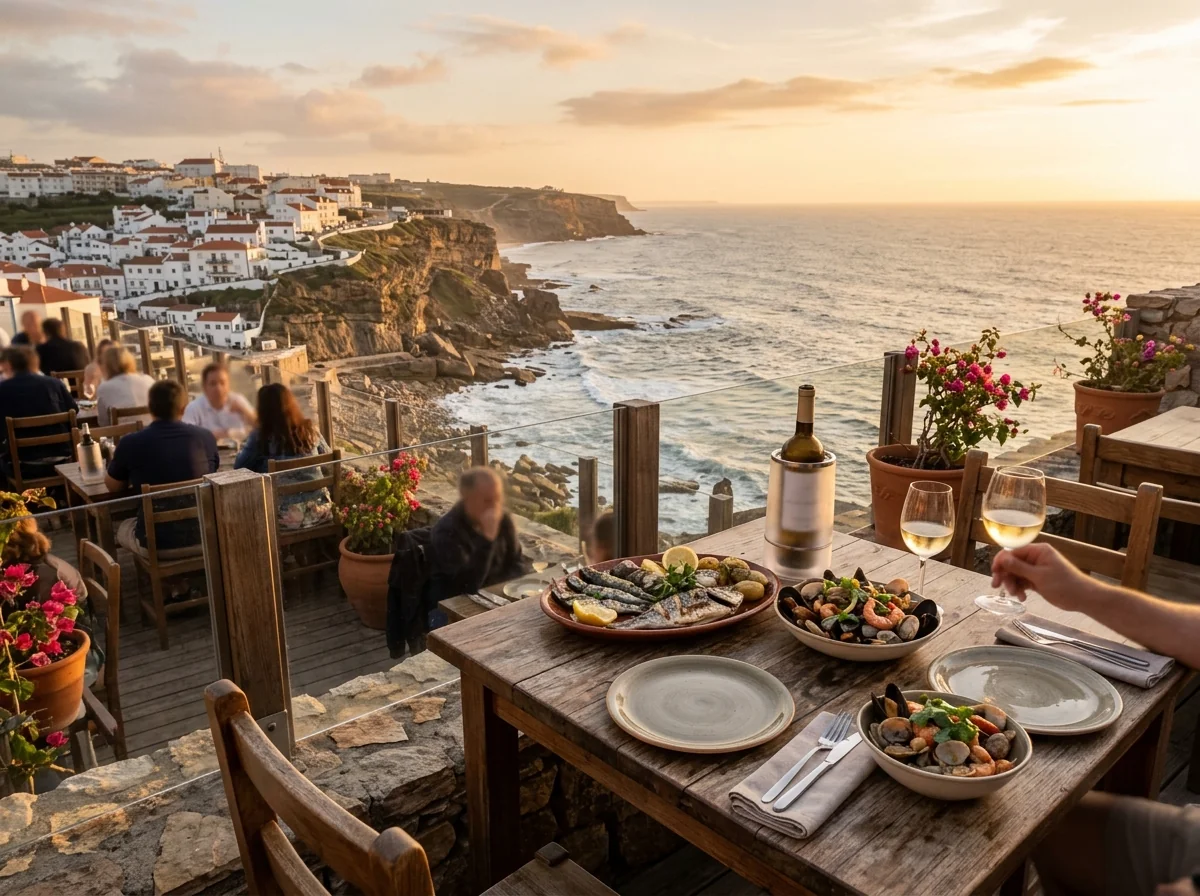 A clifftop seafood meal overlooking the Atlantic in Ericeira