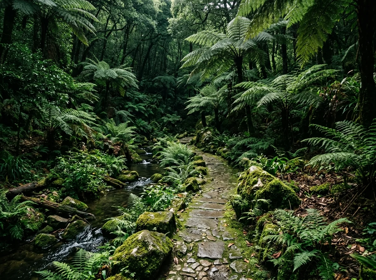 The lush Fern Valley in the botanical gardens of Monserrate Palace, Sintra