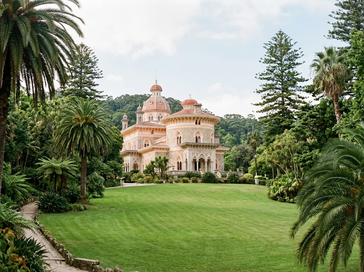 Monserrate Palace across its lawn in Sintra, another Parques de Sintra ticket option