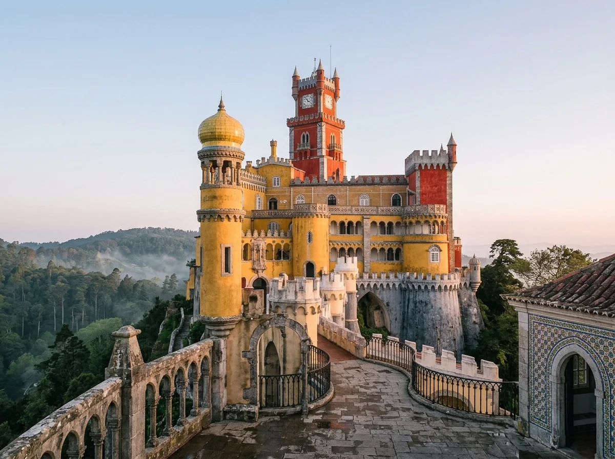 Pena Palace in the quiet early morning light before the crowds arrive
