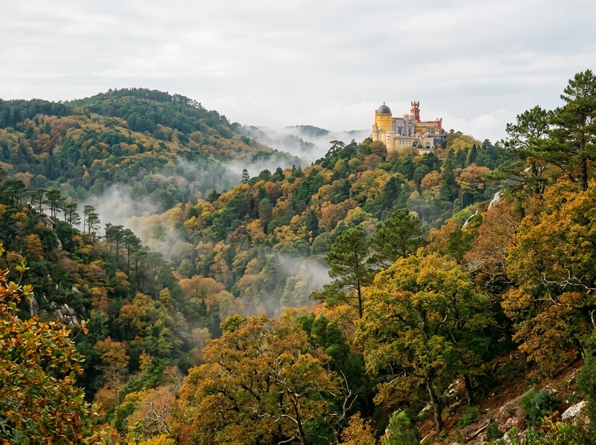 Autumn foliage on the wooded hills of Sintra, one of the best seasons to visit