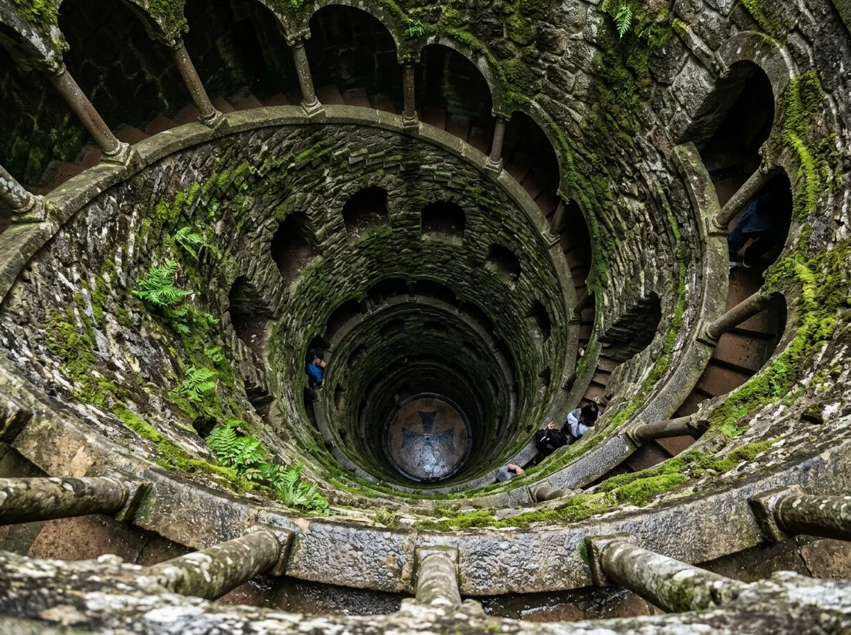 The spiral Initiation Well at Quinta da Regaleira, a highlight of the afternoon in Sintra
