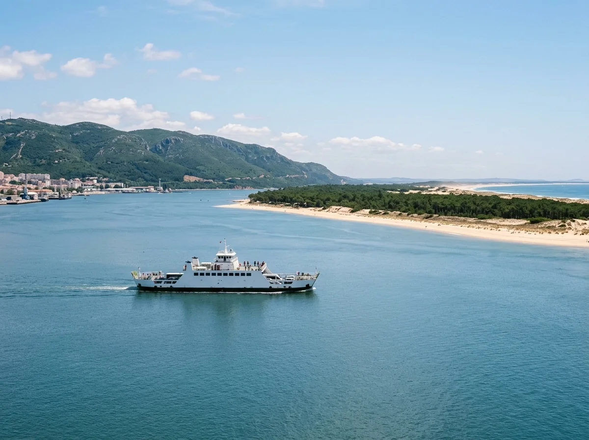 The ferry crossing the Sado estuary from Setubal to the Troia peninsula