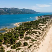 The Troia sand peninsula and Sado estuary seen from above near Setubal
