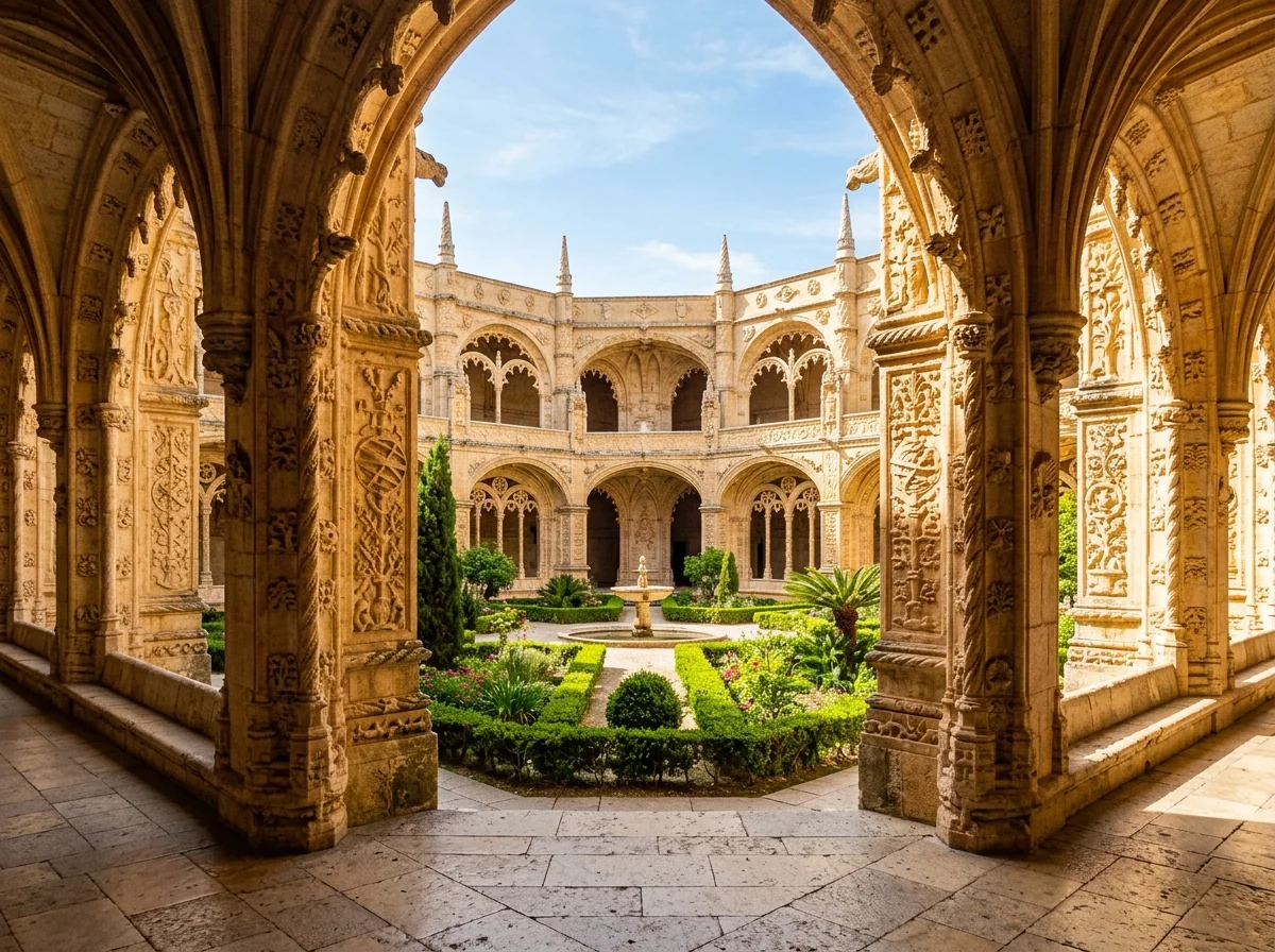 The Manueline cloister of the Jeronimos Monastery, free with the Lisboa Card