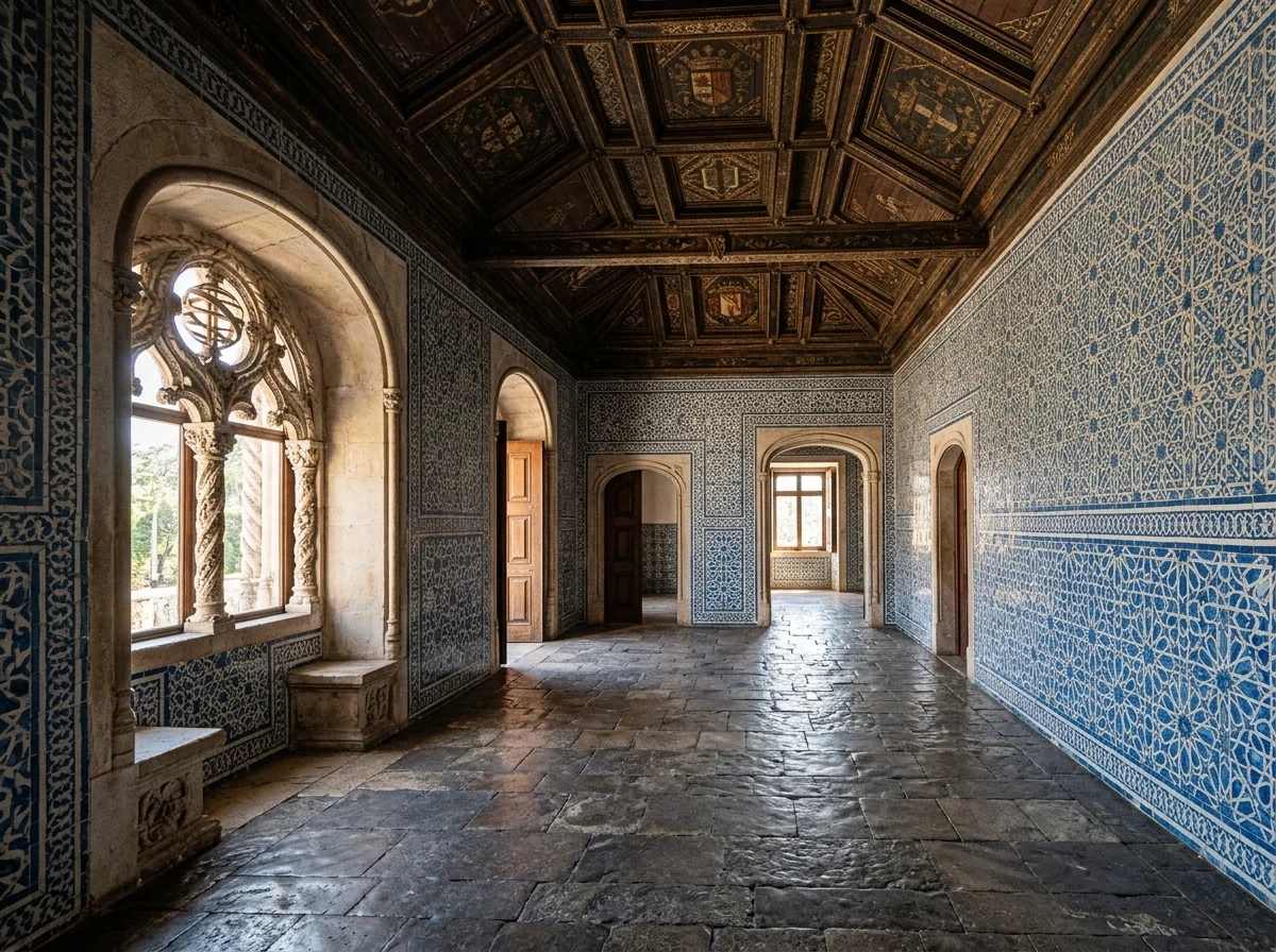 A tiled Mudejar room inside the National Palace of Sintra
